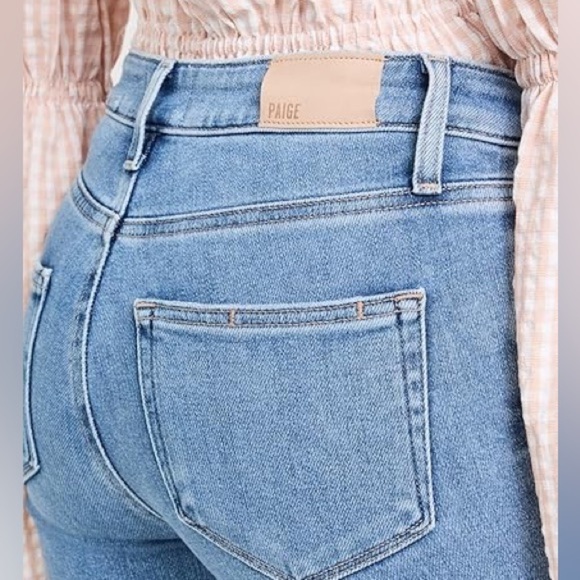 PAIGE Women's Size 28 Colette Crop Flare Distressed Hem Jeans Color Mel - Picture 2 of 12